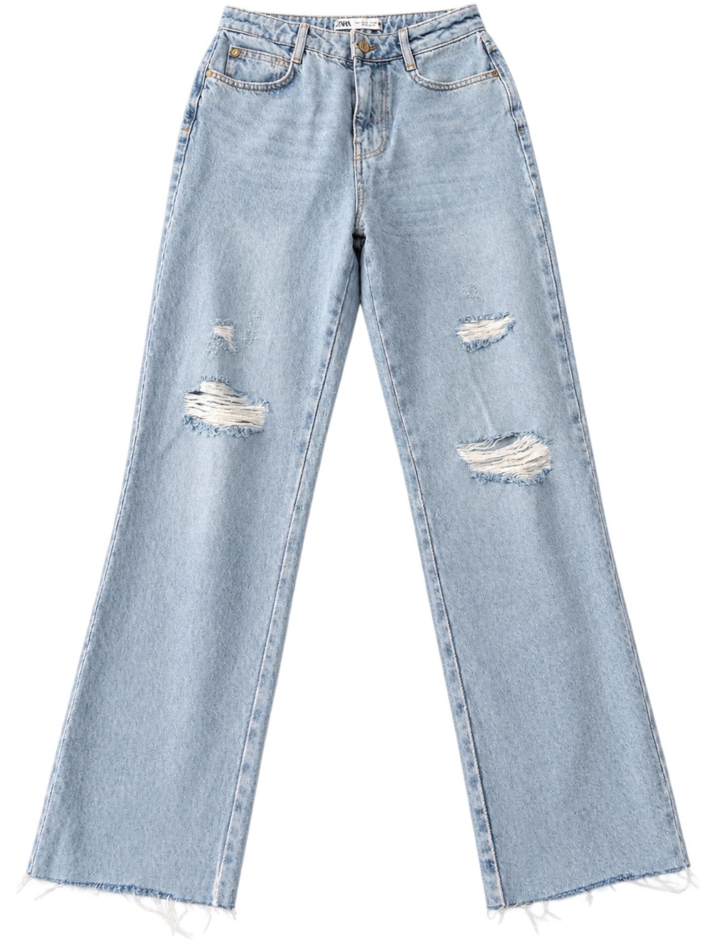 Zara Light Blue Distressed straight-leg Women’s Jeans